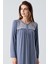 Uzun Kollu Dantelli Düğmeli Esnek Viskoz Gecelik 21108 2