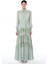 Eteği Kat Kat Büzgülü Uzun Elbise Mint 1