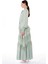 Eteği Kat Kat Büzgülü Uzun Elbise Mint 2