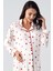 Uzun Kollu Düğmeli Kalp Desenli Esnek Hamile Gecelik 21113 3