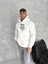 Kışlık Üç Iplik Kapşonlu Sweatshirt - Beyaz 1