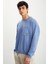 Dımıtrı Erkek Soluk Efektlı Ceplı Süs Etiketli Oversıze Fit Mavi Sweatshirt 3