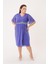 Büyük Beden Lila Renkli Kısa Şifon Abiye Elbise 3