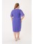 Büyük Beden Lila Renkli Kısa Şifon Abiye Elbise 5