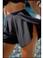 Kadın Siyah Deniz Havuz Şortu Etek Görünümlü Yırtmaçlı Şık Model Summer Beach Short HB11100 3