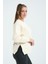 Kadın Bej Femuar Detaylı Şardonlu Örme Sweatshirt 4