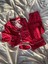 Kırmızı Kalp Desenli Örme Pazen Pijama Takımı 5