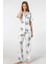 Kadın 3604/EKRU Desenli Kısa Kol Dokuma Pijama Takımı 1
