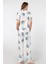 Kadın 3604/EKRU Desenli Kısa Kol Dokuma Pijama Takımı 4
