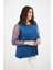 Kadın Büyük Beden Pileli V Yaka Tül Detaylı Bluz 1857-25 4