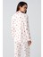 Uzun Kollu Düğmeli Kalp Desenli Esnek Şardonlu Hamile Pijama Takım 5