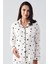 Uzun Kollu Düğmeli Kalp Desenli Esnek Şardonlu Hamile Pijama Takım 2