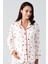 Uzun Kollu Düğmeli Kalp Desenli Esnek Şardonlu Hamile Pijama Takım 2