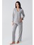 Kadın Uzun Kollu Esnek Pamuklu Kumaş Hamile Pijama Takım 22112 1