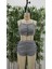 Kadın Ip Askılı Crop Bluz ve Yanlardan Büzgülü Ikili Kaşkorse Short Takım 4