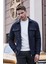 Koyu Lacivert Örme Bebe Yaka Kendinden Desenli Yırtmaçsız Astarsız Slim Fit Classic Mont 1007245156 1