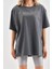 Taş Desenli Oversize T-Shirt Füme 3
