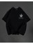 Bisiklet Yaka Baskılı Oversize T-Shirt Siyah 1