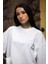 Bisiklet Yaka Baskılı Oversize T-Shirt Beyaz 3