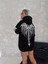 Üç Iplik Uzun Kol Kapşonlu Baskılı Sweatshirt Siyah 2