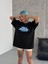 Bisiklet Yaka Baskılı Oversize T-Shirt Siyah 1