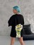 Bisiklet Yaka Baskılı Oversize T-Shirt Siyah 2