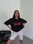 Bisiklet Yaka Baskılı Oversize T-Shirt Siyah 3