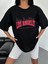 Bisiklet Yaka Baskılı Oversize T-Shirt Siyah 4