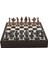 Gifthome Büyük Boy Metal Ingiliz Satranç Takımı Antik ve Ceviz Desenli Sandıklı Mdf TAHTASI(36X36X6 Cm.) 1