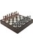Gifthome Büyük Boy Metal Ingiliz Satranç Takımı Antik ve Ceviz Desenli Sandıklı Mdf TAHTASI(36X36X6 Cm.) 2