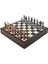 Gifthome Büyük Boy Metal Ingiliz Satranç Takımı Antik ve Ceviz Desenli Sandıklı Mdf TAHTASI(36X36X6 Cm.) 3