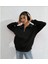 Unisex Uzun Kol Yarım Farmuarlı Yakalı Basic Sweatshirt - Siyah 4