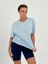 Kadın Bebe Mavisi Baskısız Basıc Pamuklu Oversize T-Shirt 2