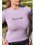 Mor Basic Fitted T-Shirt / Vücuda Oturan Kesim 2