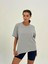 Kadın Koyu Gri Baskısız Basıc Pamuklu Oversize T-Shirt 1