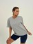 Kadın Koyu Gri Baskısız Basıc Pamuklu Oversize T-Shirt 2