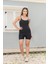 Vücüda Oturan Kadın Spor Şort Tulum / Toparlayıcı Askılı Spor Tulum Body Tayt Tulum 2