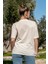 Kadın Oversize Fit Bisiklet Yaka Baskılı Kısa Kollu T-Shirt 4