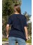 Kadın Oversize Fit Bisiklet Yaka Baskılı Kısa Kollu T-Shirt 3