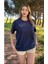 Kadın Baskısız Basic Pamuklu Oversize Tişört 4