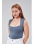 Antrasit Astarlı Sıfır Kol Kare Yaka Dekolteli Çıtçıtlı Bodysuit 2