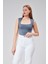 Antrasit Astarlı Sıfır Kol Kare Yaka Dekolteli Çıtçıtlı Bodysuit 5