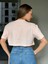 Kadın Pembe Bisiklet Yaka Baskılı Oversize Crop T-Shirt 5