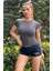 Antrasit Fitted/vücuda Oturan Crop T-Shirt 4