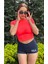 Pembe Fitted/vücuda Oturan Crop T-Shirt 3