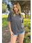 Kadın Baskısız Basic Pamuklu Oversize Tişört 2