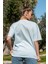 Kadın Oversize Fit Bisiklet Yaka Baskılı Kısa Kollu T-Shirt 4