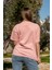 Kadın Oversize Fit Bisiklet Yaka Baskılı Kısa Kollu T-Shirt 4