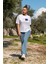 Kadın Oversize Fit Bisiklet Yaka Baskılı Kısa Kollu T-Shirt 3