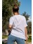 Kadın Oversize Fit Bisiklet Yaka Baskılı Kısa Kollu T-Shirt 4